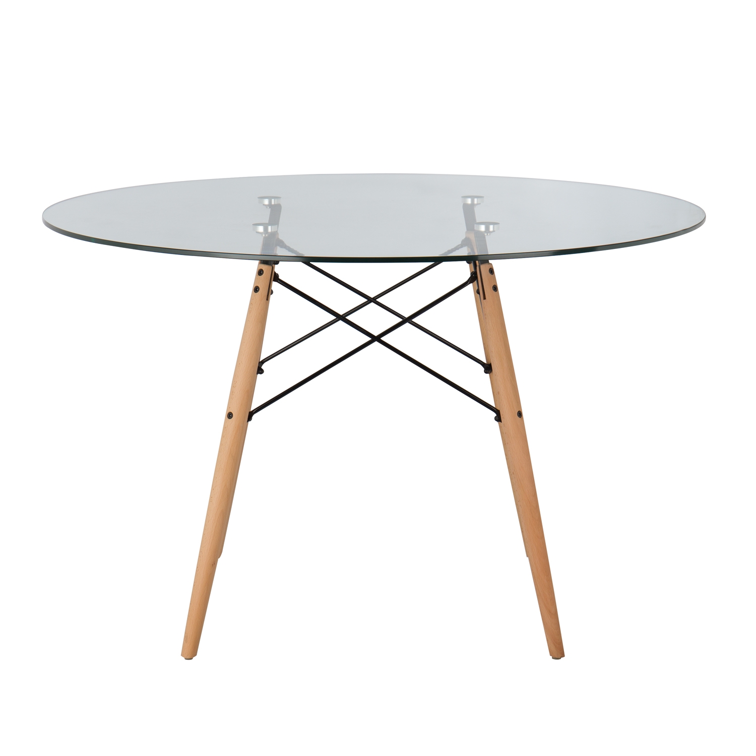 Mesa de Comedor Redonda en Cristal y Madera de Haya (Ø120 cm) Scand - SKLUM